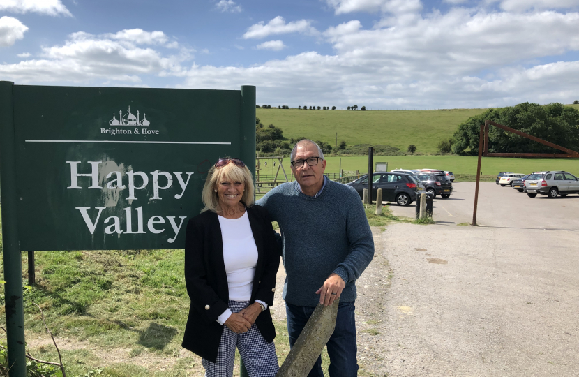 Woodingdean Councillors Dee Simson and Steve Bell at Happy Valley Car park