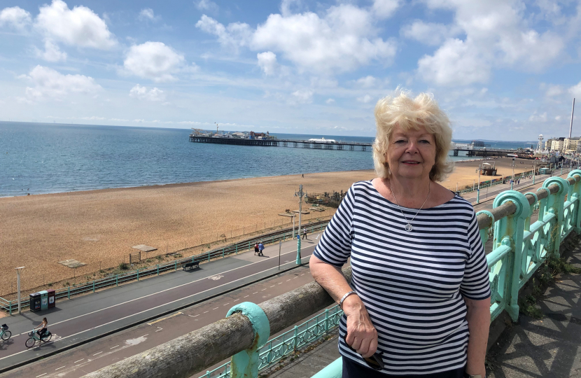 Rottingdean Coastal Councillor Mary Mears at the Brighton seafront