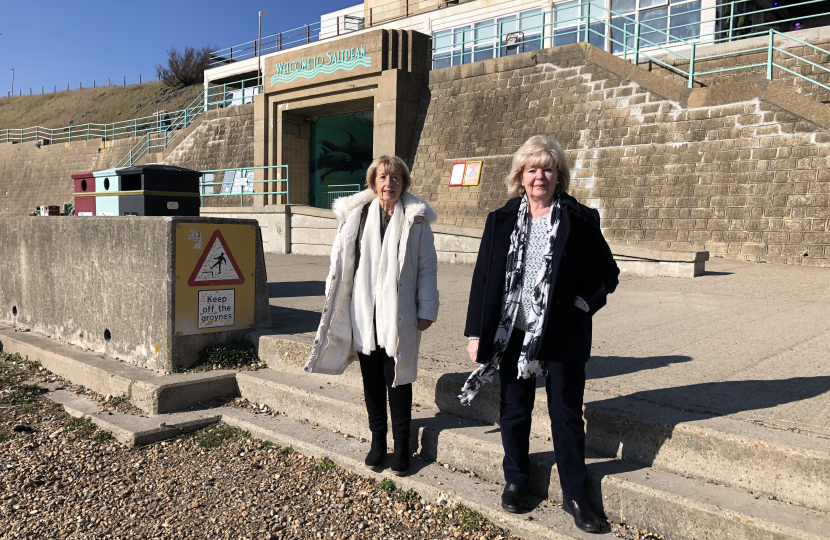 Conservative Candidate for Rottingdean Coastal Lynda Hyde and Councillor Mary Mears at Saltdean Beach