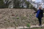 The bare flowerbed at Patcham Roundabout that used to spell out 'Welcome to Brighton' in colourful flowers