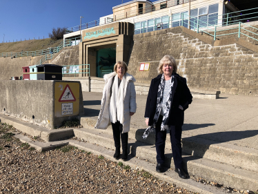 Conservative Candidate for Rottingdean Coastal Lynda Hyde and Councillor Mary Mears at Saltdean Beach